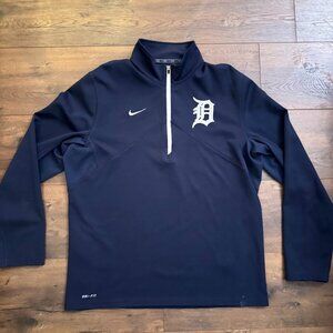 Nike Dry Men's MLB Detroit Tigers Half-Zip Pullover Navy Shirt